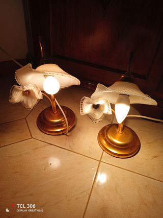 Coppia Abat Jour Vintage Oro e Bianco