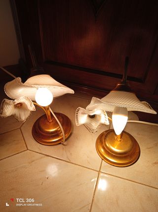 Coppia Abat Jour Vintage Oro e Bianco
