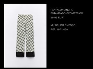 Pantalón ancho geométrico ZARA