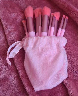 Juego 13 Pinceles Maquillaje Rosa