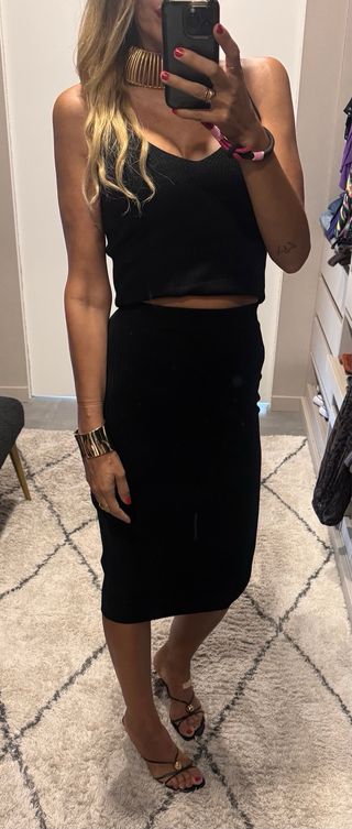 Falda Lápiz Canalé Zara Negra