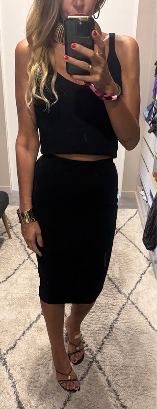 Falda Lápiz Canalé Zara Negra