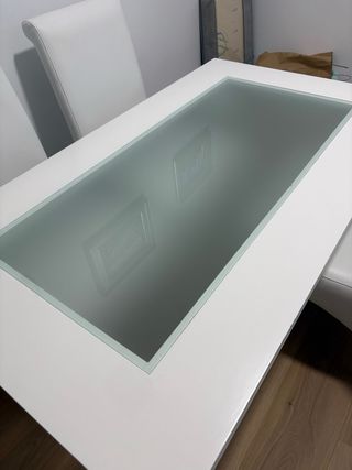 ¡JUEGO DE COMEDOR BLANCO CON CRISTAL! Mesa + 4
