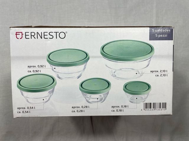 Set 5 tuppers cristal Ernesto