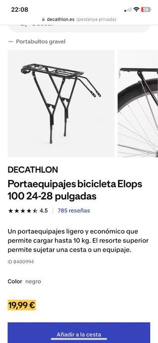 Portaequipajes Bicicleta Decathlon Elops 100