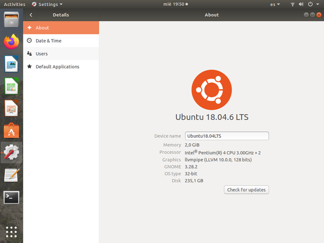 Ordenador LG gris/negro con Ubuntu 18.04