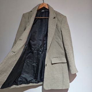 Abrigo oversize Zara cuadros 