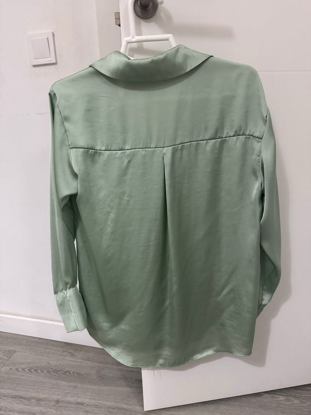 Camisa Zara Satén Verde