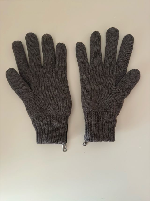 Guantes Forrados Grises con Cremallera