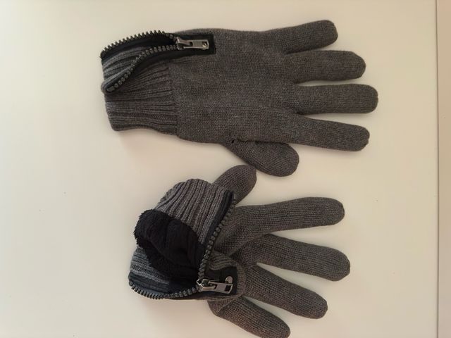 Guantes Forrados Grises con Cremallera