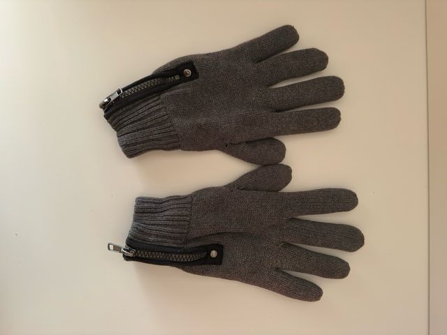 Guantes Forrados Grises con Cremallera