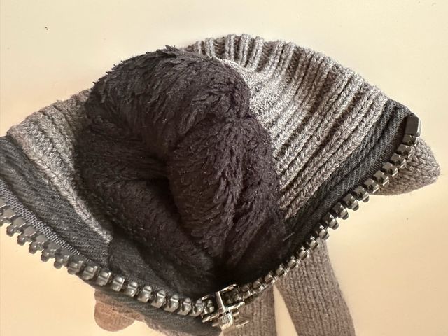 Guantes Forrados Grises con Cremallera