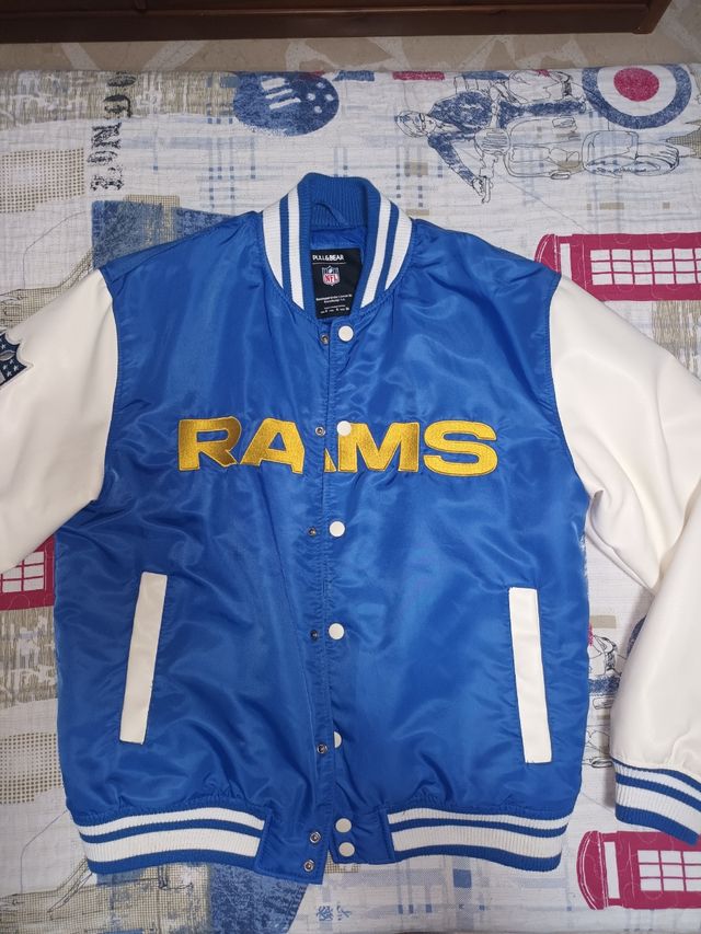 Chaqueta NFL Pull&Bear Azul y Blanca Talla M
