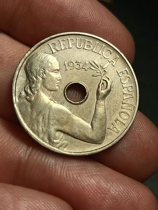 Moneda 25 céntimos República Española 1934
