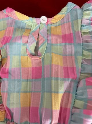 Macacão xadrez bebé 6-9 meses com chapéu