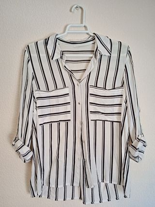 Camisa Rayas Zara Blanca y Negra