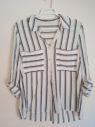 Camisa Rayas Zara Blanca y Negra