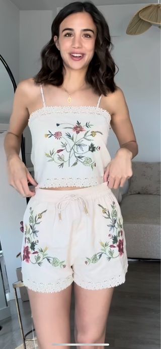 Conjunto  bordado abalorios zw coleccion zara
