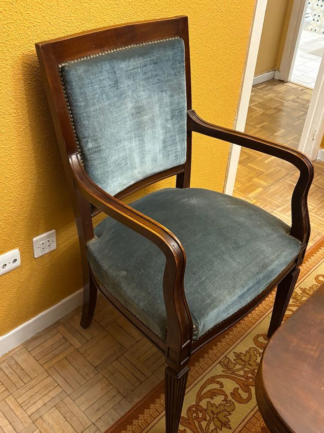 Sillas de madera Ébano tapizadas azul