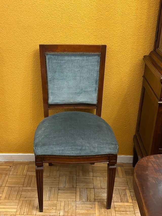 Sillas de madera Ébano tapizadas azul