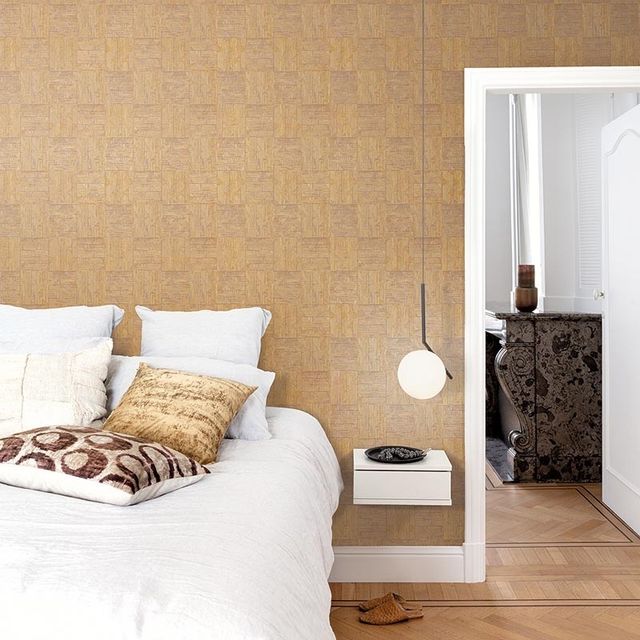 Papel pintado geométrico marrón