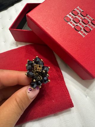 Anillo Carolina Herrera Negro y Dorado