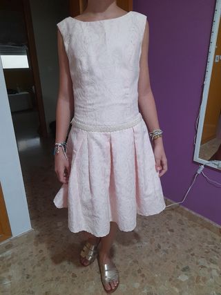 Vestido juvenil rosa para ceremonias