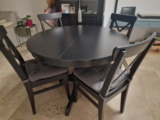 Juego 4 Sillas Ingolf Ikea negro/marrón