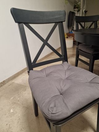 Juego 4 Sillas Ingolf Ikea negro/marrón