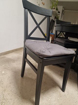 Juego 4 Sillas Ingolf Ikea negro/marrón
