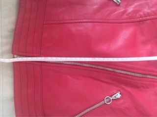 Cazadora Biker Piel Roja Talla M Mango