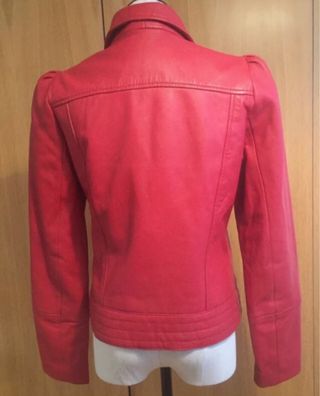 Cazadora Biker Piel Roja Talla M Mango