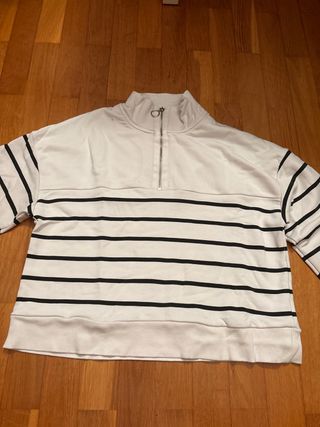 Jersey deportivo rayas blanco y negro