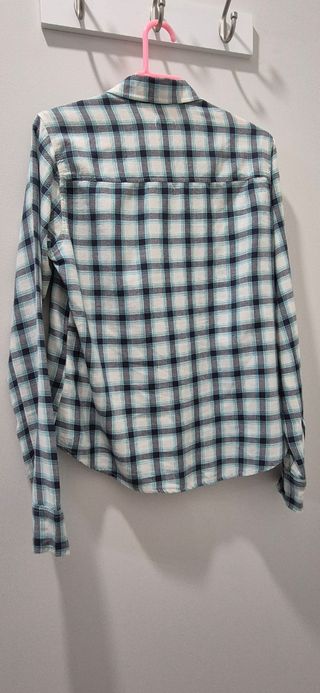 Camisa cuadros Hollister azul y blanco