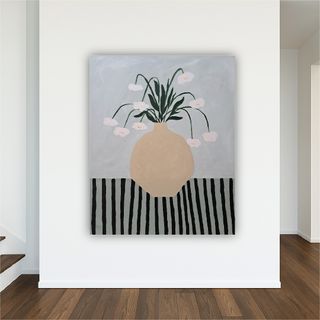 Cuadro pintura neutro pintado a mano flores