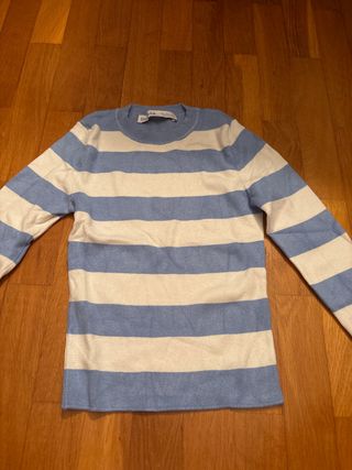 Jersey Bershka rayas azul y blanco fino