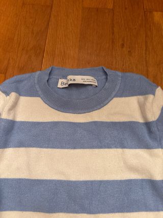 Jersey Bershka rayas azul y blanco fino