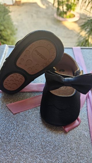 Scarpine neonata nere con fiocco