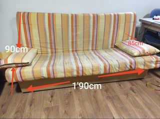 Sofá Cama Beige/Naranja con Arcón