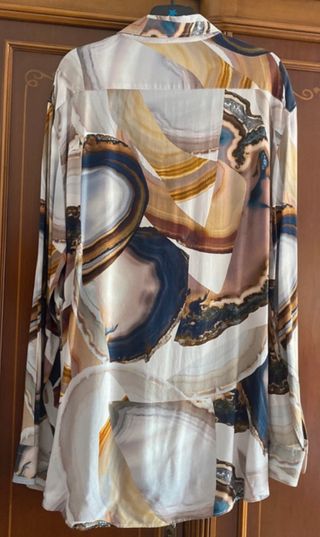 Camisa Zara Manga Larga Estampada Talla XL
