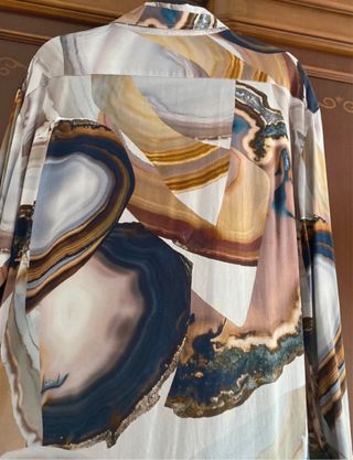 Camisa Zara Manga Larga Estampada Talla XL