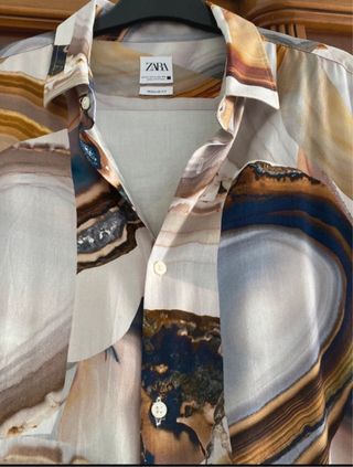 Camisa Zara Manga Larga Estampada Talla XL