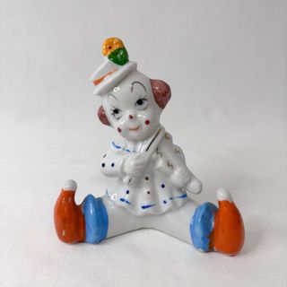 Clown di porcellana con violino, vintage