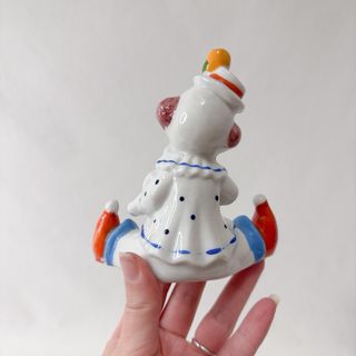 Clown di porcellana con violino, vintage