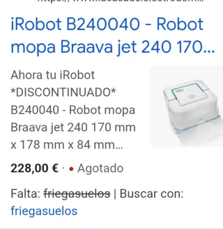 Robot Fregasuelos iRobot Braava Jet 240. ( NUEVO )