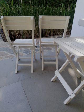 Mesa y 2 Sillas Plegables Madera Niños Int/Ext