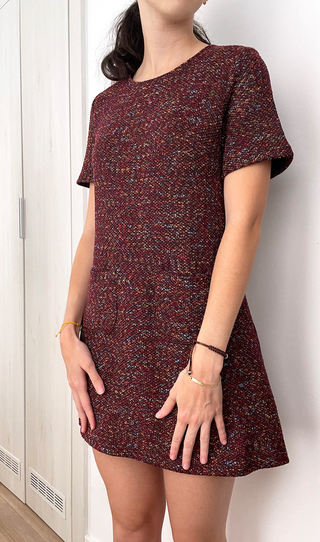 Vestido Vintage Burdeos Forrado Talla S