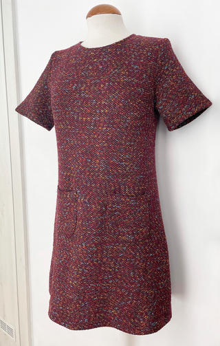 Vestido Vintage Burdeos Forrado Talla S