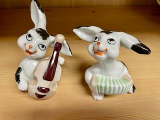 Conejos Músicos Hispania Porcelana Vintage