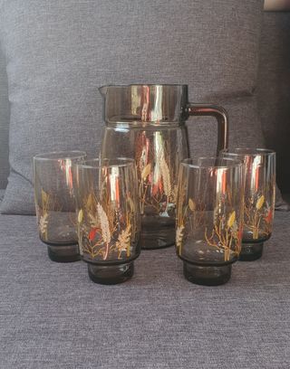 Juego Jarra y 4 Vasos Vintage
